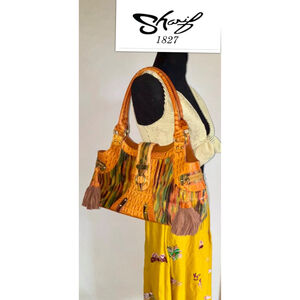Sharif 1827 Like NEW Leather Multicolor Reptile Embossed Tassels Shoulder bag
